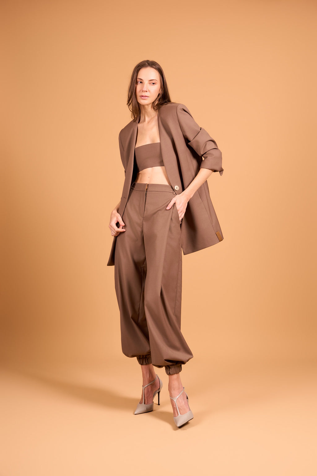 QUIET SWING TROUSER WARM TAUPE