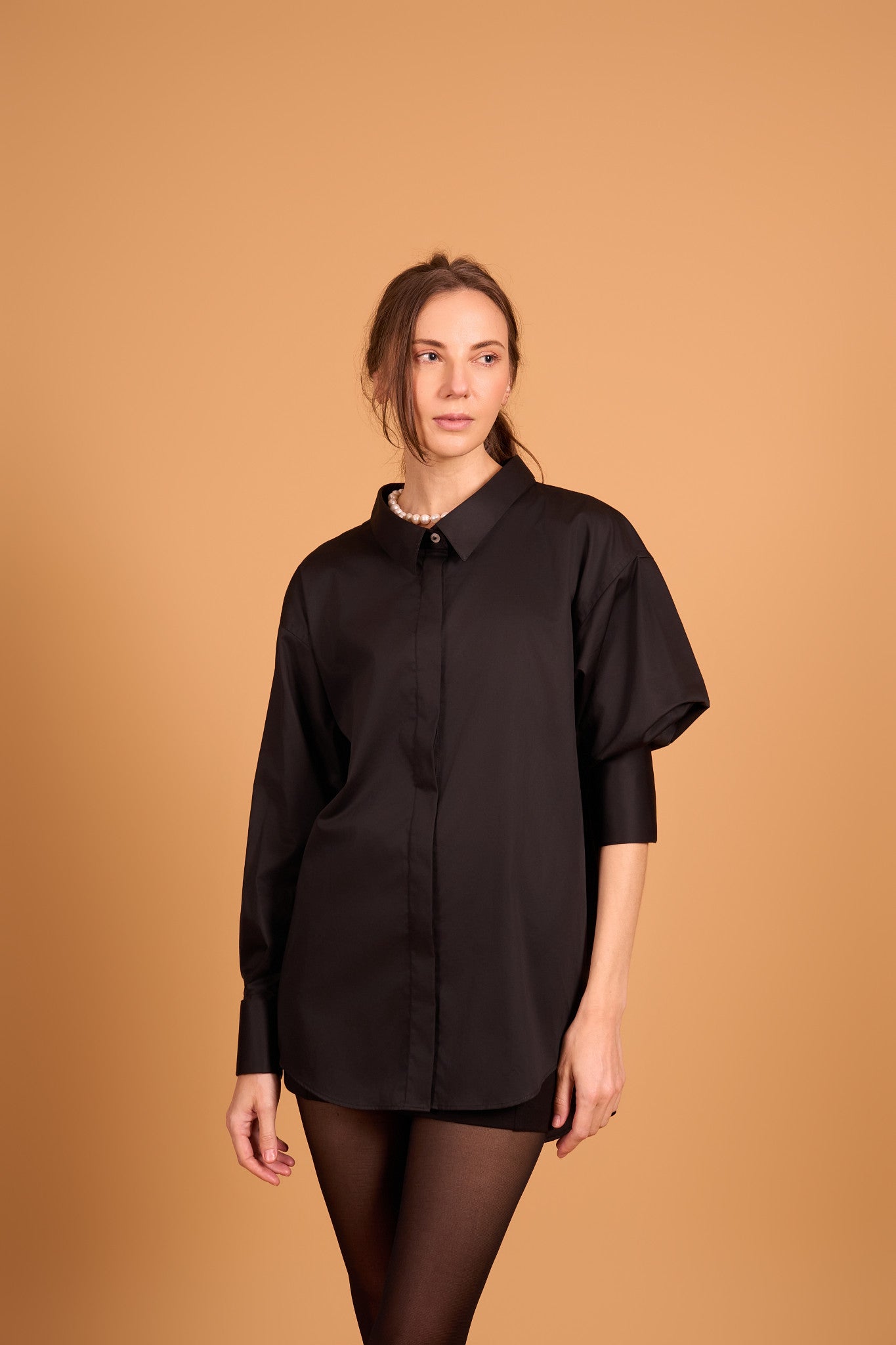 DRAMA COLLAR SHIRT YET BLACK