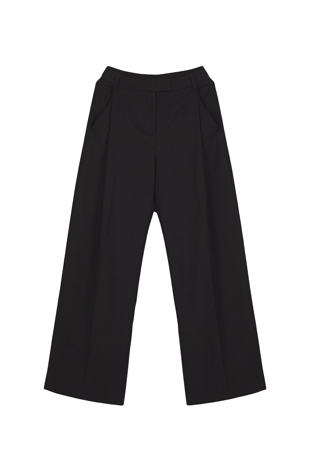 Plissé Foundation Trouser Midnight - look editorial de frente, pantalón azul medianoche Ochre